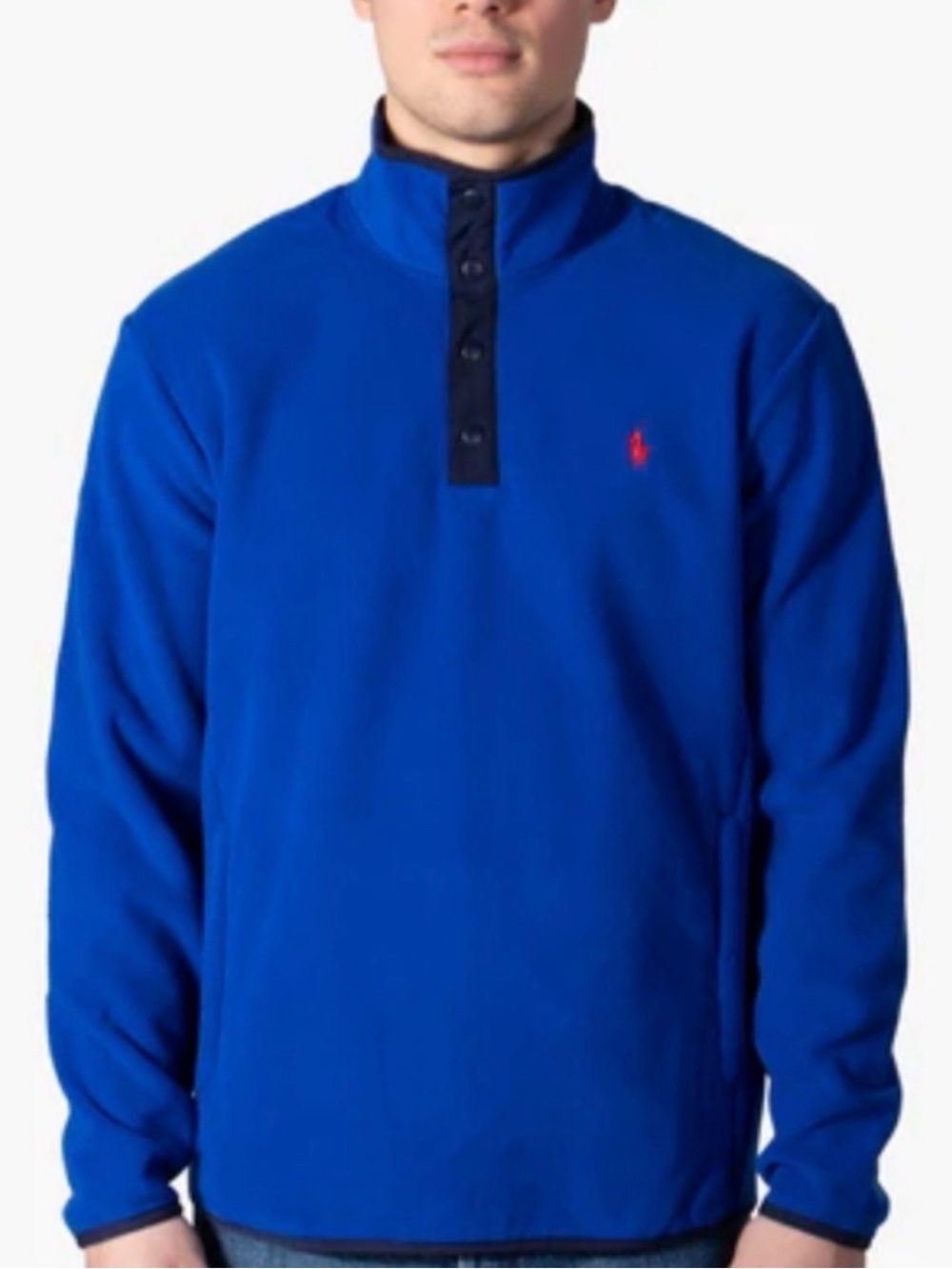 NWT POLO RALPH LAUREN Men’s Sz XXL Royal Blue 1/4 Snap LS Fleece Pullover $138.